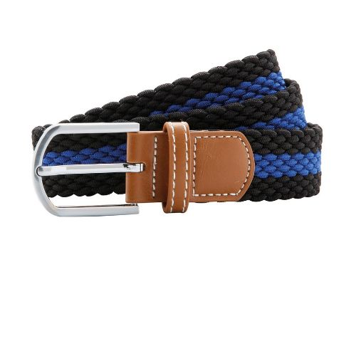 Asquith & Fox Two-Colour Stripe Braid Stretch Belt Black/Royal